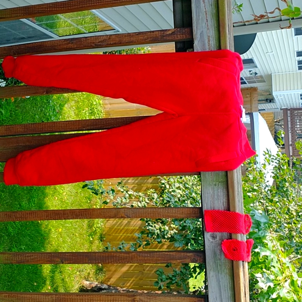 Red SouthPole sweat pants with red gloves